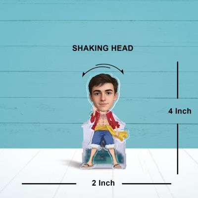 Customized Anime Inspired Shaking Head Caricature Personalized MonkeyDLuffy369 Style Bobblehead Figurine | Unique One Piece Fan Gift for Desk, Car & Room Decor (Battery Powered)
